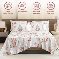 Ensemble de draps de lit en coton imprimé avec des motifs floraux tropicaux, respirants, mignons, faciles d'entretien, extra doux et confortables pour la chambre à coucher