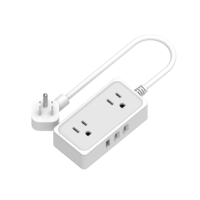 Stop Kontak Ekstensi Tembaga Anti Api ABS 6FT 2 Outlet 1USB-A 2USB-C 20W PD Proteksi Lonjakan Arus IP20 /FCC untuk Steker Datar