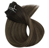 Extensions de cheveux humains à texture douce et lisse, faciles à installer, double épaisseur, cheveux vierges, couleur personnalisée, extensions à clips.