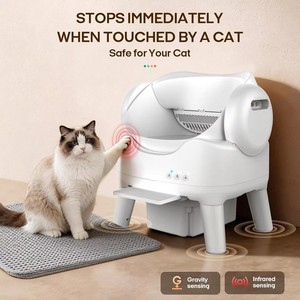 Elecpet Arenero Inteligente Eléctrico Autolimpiable Blanco <span class=keywords><strong>de</strong></span> Techo Abierto 15L con Contenedor <span class=keywords><strong>de</strong></span> Residuos Tuya para Gatos Grande XXL - Product Image 2