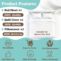 Ensemble de literie jetable pliable portable pour lit double quatre pièces - Style japonais 2,0 m SMS non tissé imperméable respirant léger