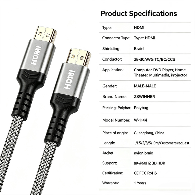 8K 60Hz 4K 120Hz for 2.1 Cable PVC Jacket 48Gbps Gold Plated 3D HDR Male to Male for Cord 1m-5m HDTV