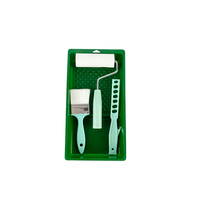 Kit de rouleaux à peinture en mousse de 4 pouces avec manche en plastique, pinceau à base d'eau, bâton de mélange et bac à peinture pour la peinture murale