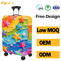 Housse de protection pour bagages avec logo personnalisé, 300 g/m², motif géométrique, fermeture élastique à glissière, protection pour valises de 18/30 pouces