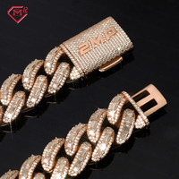 Chaîne de luxe pour rappeurs, en or rose, entièrement sertie de moissanite taille émeraude, chaîne cubaine, chaîne hip-hop Miami pour hommes