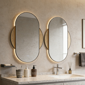 <span class=keywords><strong>Specchio</strong></span> Intelligente LED con Schermo Touch, Moderno Ovale <span class=keywords><strong>da</strong></span> Parete, Impermeabile IP44 per Hotel, Bagno e <span class=keywords><strong>Soggiorno</strong></span> - Product Image 1