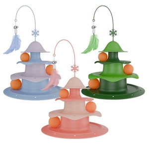 Juguete navideño para gatos, rueda giratoria para gatos, juguete con plumas para gatos, juguete para gatos de tres capas para autoentretenimiento, juguete divertido y educativo para mascotas. - Product Image 2