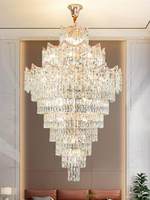 Lustre de salon pour villa duplex, style minimaliste, pour hôtel, style mezzanine, luminaire suspendu en cristal de luxe léger pour escalier en colimaçon creux