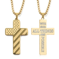 Collier pendentif croix chrétienne religieuse en acier inoxydable plaqué or avec chaîne à maillons pour enfants, femmes, hommes, unisexe, anniversaire