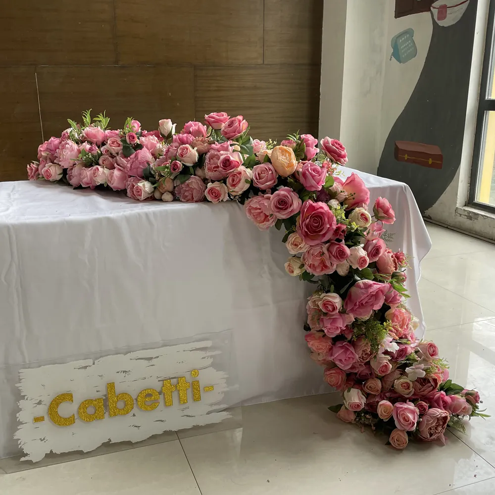KCRF-085 Wedding DecorationArtificial Rose Strip Table Runner Flower Row Arrangement