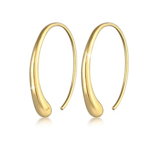 Boucles <span class=keywords><strong>d</strong></span>'oreilles créoles ovales ouvertes en <span class=keywords><strong>argent</strong></span> sterling 925 plaqué or 18 carats, bijoux simples et tendance pour femmes, Maimang Custom - Product Image 1