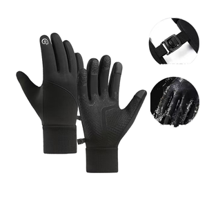 Gants de course BAX classiques noirs imperméables unisexes en silicone respirant à doigts courts avec poignées en acrylique/coton pour l'équitation - Product Image 1