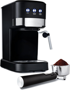 Nouvelle Machine à Café Intelligente Semi-Automatique Vintage Noir avec Mousseur à Lait Vapeur Baguette Maison Noir Mini Maker - Product Image 2