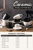 Lot de tasses à café en céramique motif marbre, grande capacité, personnalisable avec logo, compatible lave-vaisselle, portable, pour la maison, le bureau, le café, la salle à manger, cadeau