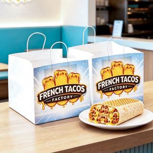 Sac en papier kraft jetable, épaissi, écologique, biodégradable et recyclable pour tacos français, restauration et vente à emporter - Product Image 3