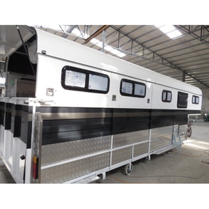 รถพ่วงม้าอลูมิเนียม HERUI Luxury Triple-Horse Gooseneck พร้อมที่เก็บอุปกรณ์ขี่ม้า ดีไซน์แอโรไดนามิก ได้รับการรับรองมาตรฐาน DOT สำหรับการขนส่งม้า รุ่นที่ 2 - Product Image 1