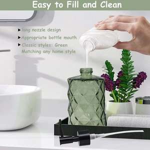 Loción de vidrio Bomba verde 400ml Botella de lavado a mano Nordic Simple Glass Botella de champú para el hogar Sub-embotellado Hotel Botella de Gel de <span class=keywords><strong>Ducha</strong></span> - Product Image 4