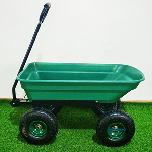 50L Outdoor Four Wheel Hand Garden <span class=keywords><strong>Dump</strong></span> <span class=keywords><strong>Cart</strong></span> Trolley <span class=keywords><strong>Wagon</strong></span> Carrier Wheelbarrow Com Puxando Handle 10 "Pneumáticos Pneus - Product Image 5
