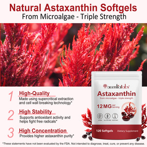 Etichetta Privata 120 Softgel di Astaxantina, Integratori Antiossidanti di Grado Alimentare, Capsule Morbide Naturali di Astaxantina 12mg per la Cura della Pelle - Product Image 4