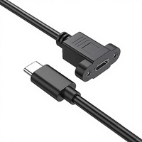 Adaptateur d'extension USB Type C 3.1 mâle vers femelle à montage sur panneau, câble d'extension à visser pour équipement industriel et de bureau