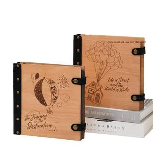 Álbum de fotos de madera autoadhesivo de tilo de 10 pulgadas conmemorativo creativo para Amazon, regalo de estilo popular para fotos de hojas sueltas - Product Image 5