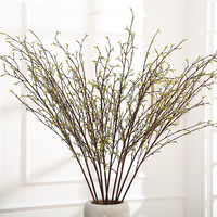 Branche de saule artificielle de 100 cm avec bourgeons de neige, branche réaliste verte printanière, fausse branche sèche pour la décoration de mariage, de fêtes et de table à la maison