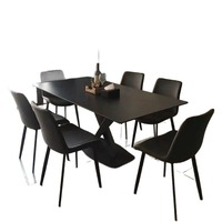 Table à manger moderne italienne en pierre frittée, durable, écologique, 4 places, plateau rectangulaire, pieds en métal, mobilier de salle à manger standard