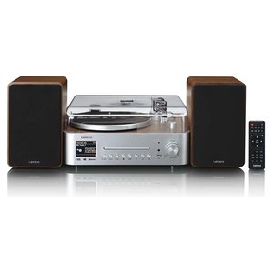 Système Hi-Fi Lenco Mc 860Wdsi avec tourne-disque, Bluetooth, radio DAB/FM, sortie 2x 30W, finition bois argenté - Product Image 1