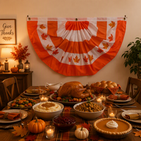 Guirlande de drapeaux plissés en polyester à séchage rapide, motif feuille d'érable, demi-cercle, pour décoration extérieure de fête de la Moisson et de Thanksgiving