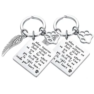 High Quality Remembrance Pet Loss Dog claw Keychain With Angel Wings Custom Dogs and Cats Letter Keychain For Pet Memorial Gifts