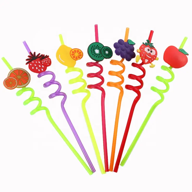 Fruit shaped plastic drinking straw long and crazy Bar accessories Environmentally friendly straws