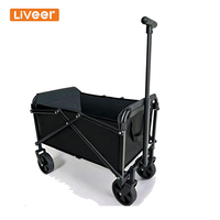 Chariot de voyage pliable compact sur mesure - Longueur totale de 63 cm, léger et portable - idéal pour la plage, le parc ou le shopping