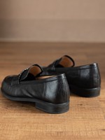 Mocassins en cuir de vachette marron pour femmes, style à enfiler, chaussures décontractées pour le travail