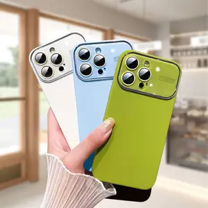 Casing silikon baru dengan lensa kamera pandangan besar casing lunak penutup ponsel antigores untuk iPhone 14 15 pro max cangkang pelindung