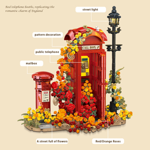Set di Costruzioni Cabina Telefonica Britannica 1142 Pezzi con Luce, Lampione, Porta Mobile, Nido per Uccelli, Decorazione, Regalo STEM per Bambini - Product Image 4