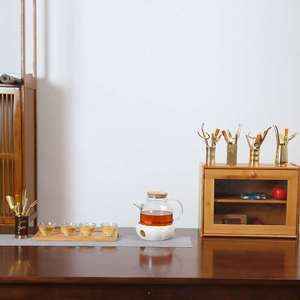 Copper Wood <b>Tea</b> <b>Set</b> Six Gentlemen Kung Fu <b>Tea</b> Utensils Cylinder Shape Office Home Use - Product Image 3
