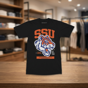 T-shirt unisexe personnalisé Savannah State University SSU 100% coton à manches courtes imprimé en sérigraphie avec logo du campus, vêtements de fierté HBCU - Product Image 2