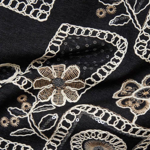 Tissu en denim 100% coton NAIS, dernier modèle, doux, noir, marine, <span class=keywords><strong>blanc</strong></span>, motif de petites fleurs brodées, pour robes de mariage et de fête - Product Image 2