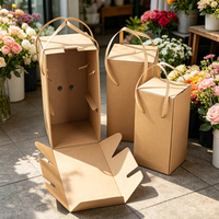 Boîtes à fleurs en carton ondulé faites à la main et sur mesure avec poignée, grande boîte d'expédition pour emballage cadeau