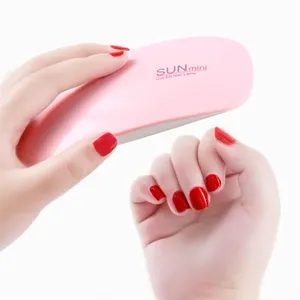 Secador de unhas portátil com lâmpada uv, mini secador de unhas com lâmpada uv e led de 6w para secagem de unha de gel