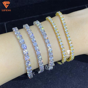 Precio de fábrica 3mm 4mm 5mm Moissanite Diamond Tennis Cadenas Hip Hop Joyería de plata Collares Pulseras para hombres Mujeres Regalo - Product Image 2