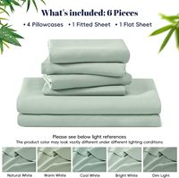 Ensemble de 6 draps rafraîchissants taille Queen, 100% rayonne de bambou, bande élastique plus large, poches profondes de 16 pouces, taies d'oreiller luxueuses et soyeuses