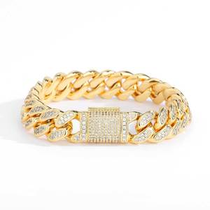 Bracelet Hip Hop en Zircon 12mm avec Fermoir Rabattable, Chaîne Cubaine Double Rangée, Bracelet Tendance pour Homme de Marque Personnalisée Tanjing - Product Image 5