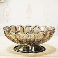 Thee-kleurige Scandinavische stijl licht luxe plantenbloemvormige moderne kristallen glazen fruit schaal woonkamer huishoudelijke kleine notenbak