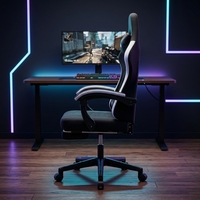 Chaise de jeu ergonomique YOUGE avec massage, support lombaire, repose-pieds rétractable, siège pivotant à ressorts larges, capacité 150 kg, tissu en maille
