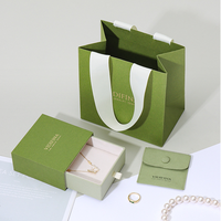 Boîte à tiroir en carton AOPA avec poignée en ruban et insert souple pour ensemble de boucles d'oreilles et colliers, vente en gros, écologique