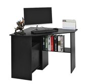 Table d'ordinateur en bois style Triangle moderne, petit espace noir, coin, bureau, avec bibliothèque, pour le bureau et la maison, offre spéciale