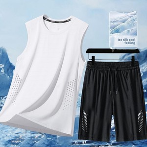 Ensemble de sport d'été léger et décontracté pour jeune garçon, séchage rapide, idéal pour le basketball, la gym et la course à pied, avec cordon de serrage - Product Image 2