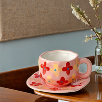 Tasses en céramique irrégulières pour hôtel, bureau, maison, tasses à lait et à café compatibles micro-ondes, tasses en céramique avec soucoupe et anse