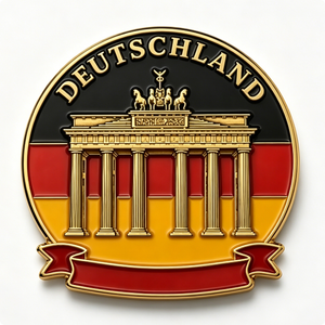 Badge souvenir en alliage de zinc plaqué or, émail dur circulaire, Porte de Brandebourg, Allemagne - Product Image 5